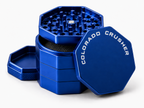 Colorado Crusher Hexagon Design 4-Piece Herb Grinder Blue - All Pieces Open View