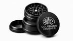 Colorado Crusher 4-Piece Grinder in Black - Leaf Design, Aircraft-Grade Aluminum